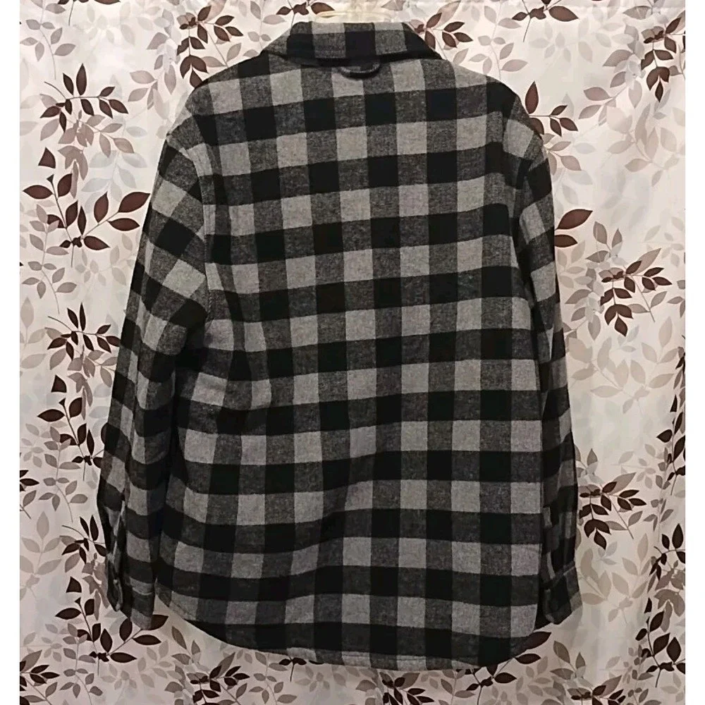 Jachs Wool Blend Flannel Quilted Shirt Jacket Plaid Mens L Shacket Cowboy Warm